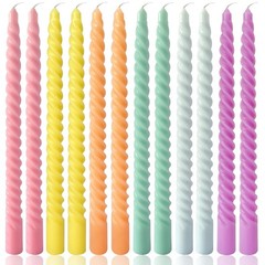 Sixladybro 10 Inch Multi-Color Spiral Taper Candles For Home Decoration 12 Pack