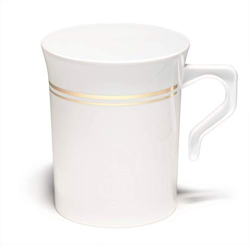 » OCCASIONS » 40 Mugs Pack, Heavyweight White with Gold Rim A8). Coffee Mug 8oz