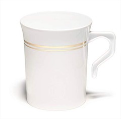 » OCCASIONS » 40 Mugs Pack, Heavyweight White with Gold Rim A8). Coffee Mug 8oz