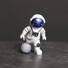 White Astronaut Statues Set of Spaceman Sculpture Figurines Outer Space 4 Blue