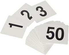 Pre-Printed Plastic Table Numbers 1-50, 4×4 Inches, 2-Pack for Easy Event Setup