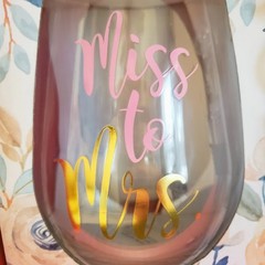 EAI Miss To Mrs & Lucky Mr Wine Glass Gift Set & Bottle Stopper Hand Wash Only