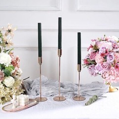 HUNTER GREEN 5 Ribbed Design 9″ Unscented Premium Wax Taper CANDLES Party