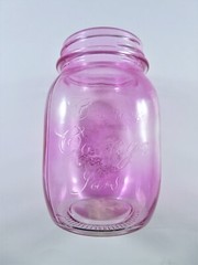 Country Cottage Glass Jars Vases Pink Pair Pint Size Centerpiece Wedding Décor