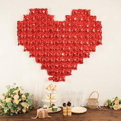 41″ x 36″ RED Metallic Heart Mylar Foil BALLOON Photo Backdrop Party Events