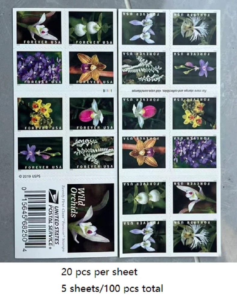 2020 Wild Orchids Booklet Forever Stamps MNH Sc# 5444-5454 – 100 pcs total