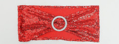 Double-Sided Sequins Chair Sashes for Wedding Decor Sequin Chair Bands 50 Red