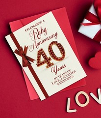 Beixian Happy 40th Anniversary Card for Women Men, 40 Year Wedding Anniversar…