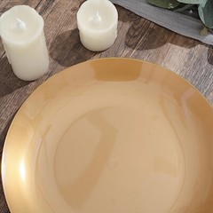 GOLD 10 Glossy 10″ Round Plastic Salad PLATES Gold Rim Party Events Decorations