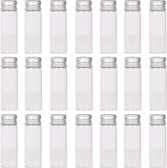 MaxMau 24 Tiny Jars with Aluminum Screw Lids 15ml Small Glass Bottles Clear