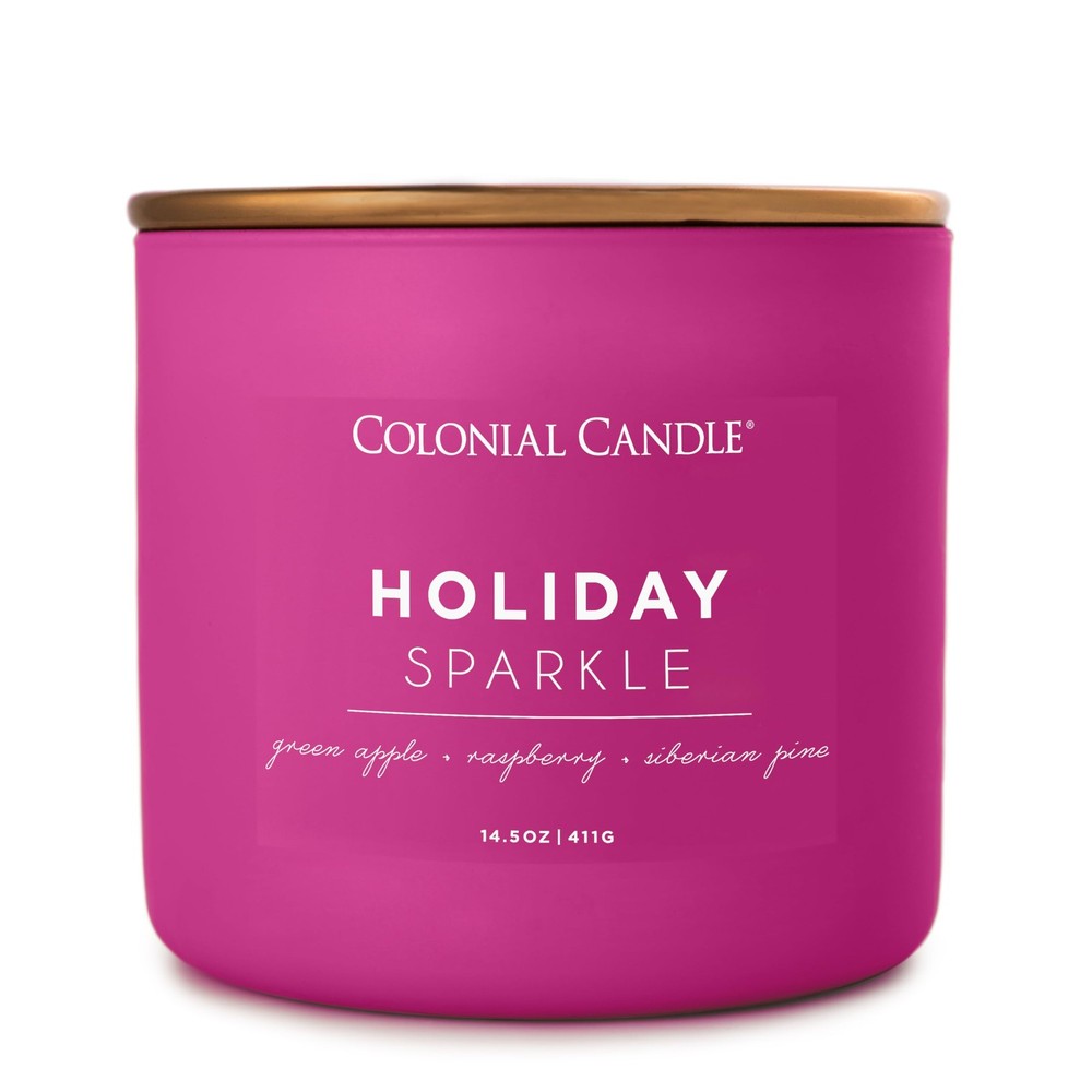 Colonial Candle Holiday Sparkle Purple 3-Wick Jar Candle, 14.5oz, 60 Hr Burn