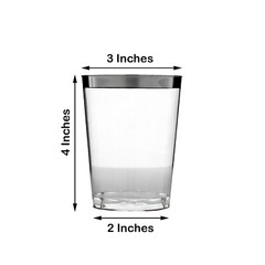 8 oz Disposable CLEAR Silver Rim PLASTIC CUPS Wedding Party TABLEWARE Supplies