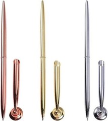 Gold Pen & Pen Stand Round Pen Holder Signing Set – Metal Attached Desk