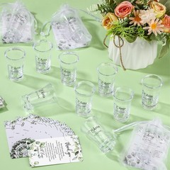 Acrylic Shot Glasses Set for Weddings with Organza Bags and Thank You Cards