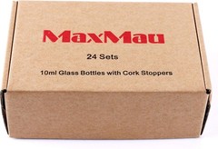 MaxMau 24PCS 10ml Glass Bottles Mini Vials with Cork Stoppers for DIY Clear