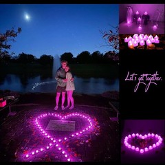 Pyrrhiax 2000PCS Silk Rose Petals with 24 LED Tea Lights Candles, Pink purple
