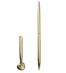 Gold Pen & Pen Stand Round Pen Holder – Metal Attached Desk – Signing Pen Set