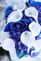 Royal Blue Bouquet, Bridal Bouquets for Wedding，White Calla Lily Bridal Bouquet,