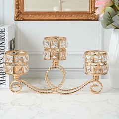 antique crystal dining table with 3 candlesticks romantic metal wedding banquet
