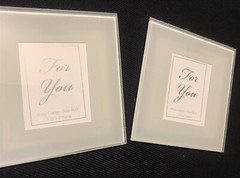 2 x Kate Aspen Forever Glass Photo Pics Coasters 4” x 4” Wedding Gift NEW