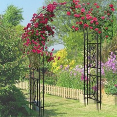 Heavy Duty Iron Garden Arbor Vine Flowers Frame Stand RUST PROOF w/ Floor Prongs