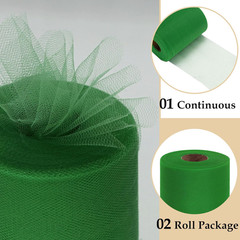 Green Tulle Fabric Roll 6 Inch by 100 Yards (300 Feet) Sheer Tulle Ribbon for Ch