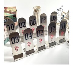 10pcs 6/8 Inch Stainless Steel Place Cards Double Sided Table Numbers (8″ 1-10)