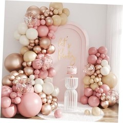 Dusty Pink Balloon Arch Kit, 143Pcs Blush Pink Sand White Nude Rose Gold Boho
