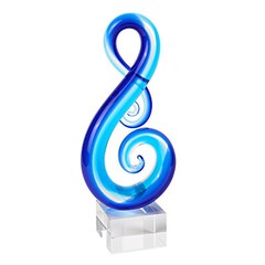 Elegant Modern Murano Style Art Glass Colorful Centerpiece – Blue Clef, 11 Inch