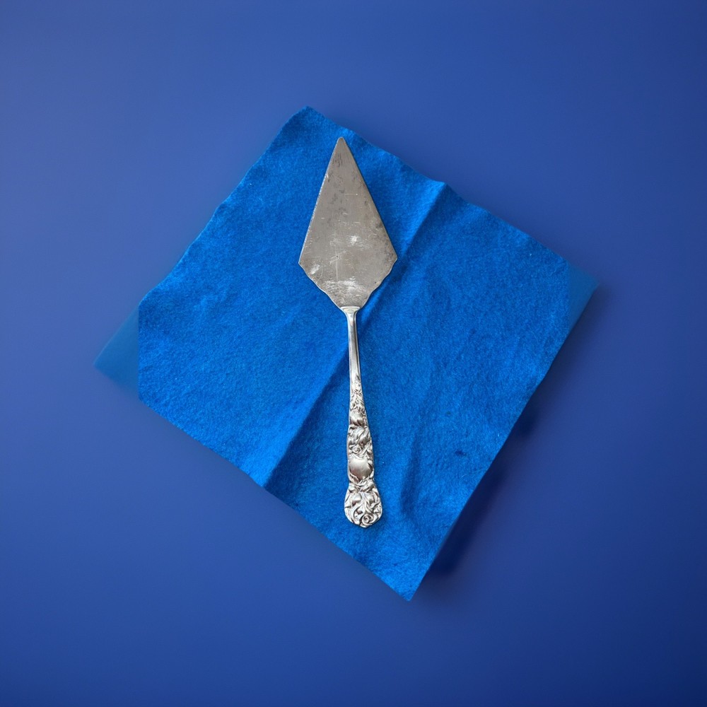 Vintage Prill Silver Plated Cake/Pie Knife Serving Floral Design 12”
