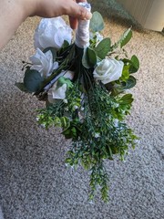Succulent wedding bouquet cascade