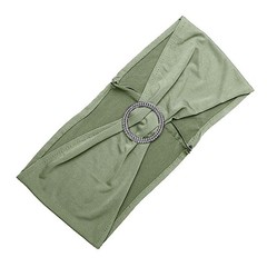 10 Eucalyptus Green Spandex CHAIR SASHES with Silver Round Buckles Wedding