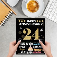 Joycard 24th Anniversary Card for Women Men, Wedding Card for Wife Husband, S…