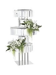 Gold Metal Crystal Flower Stand Wedding Centerpiece 5 Tier