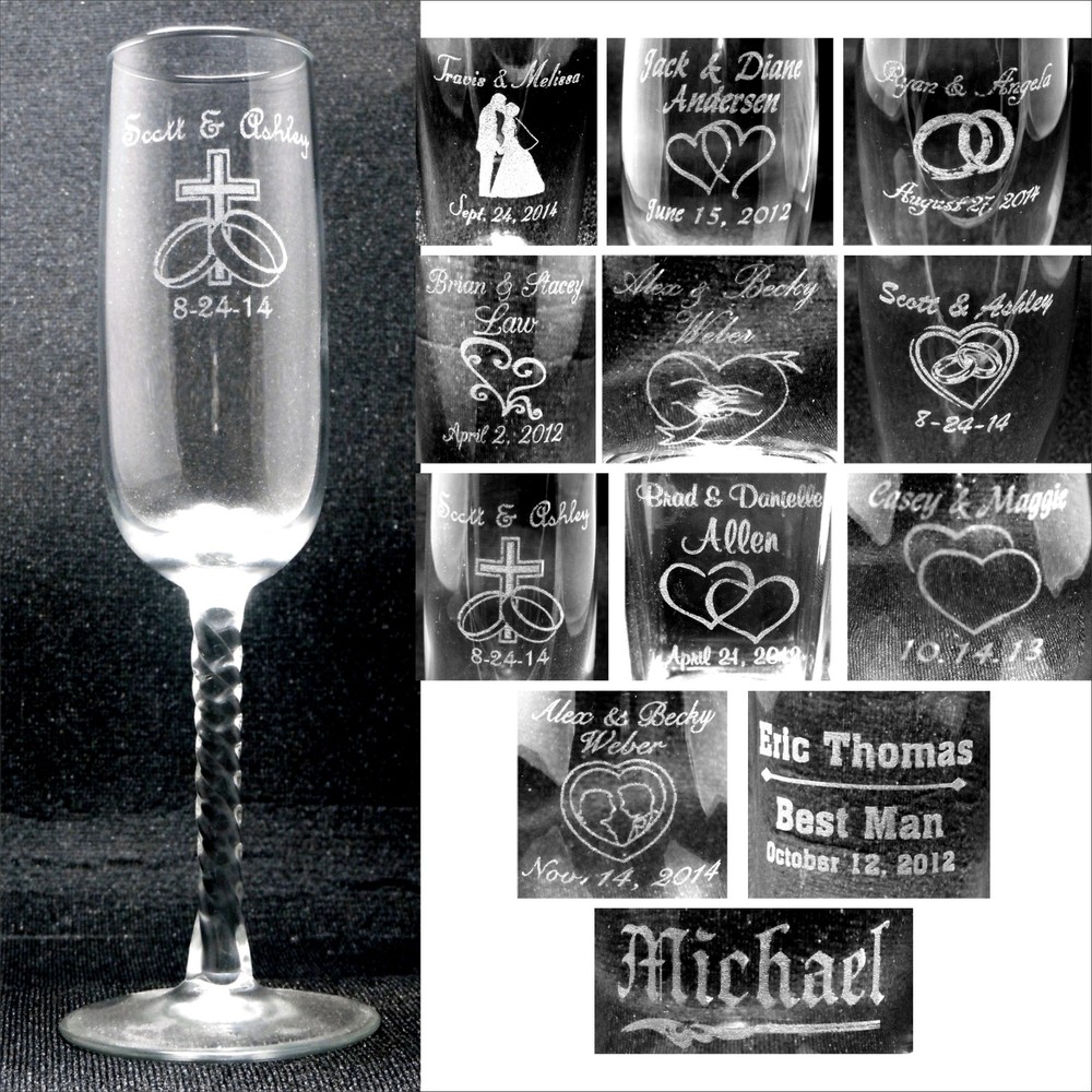 Personalized Toasting Flutes – Champange Glasses Engraved Wedding Party Gifts