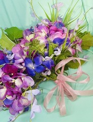Wedding Silk Flower Hand Tied Bouquet Garden Style Purple Pink Hydrangeas 12×8