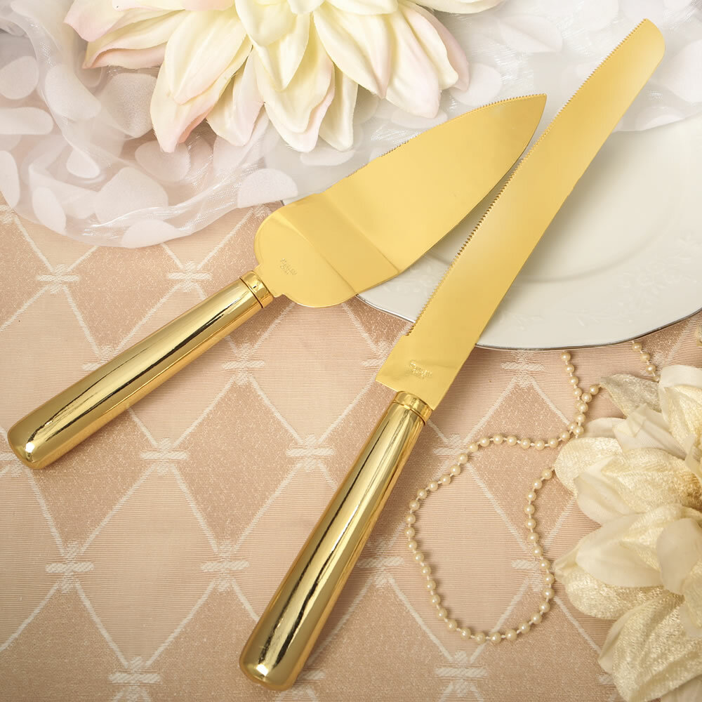Simple Elegance Classic Gold Wedding Cake Serving Set – 2526