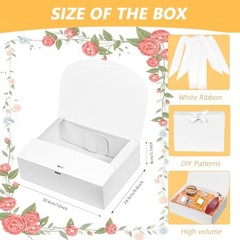 12Pack White Gift Boxes with Lids, 12×9.8×3.1 Inch Gift White with White Ribbon