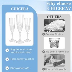 Pcs Plastic Champagne Flutes,Champagne Glasses Bulk, Made of Durable 12 White