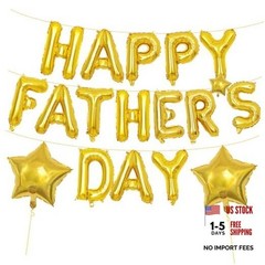 16 Inch “HAPPY FATHER’S DAY” Balloons Banner with 18 Inch Star Balloons – Gold