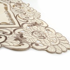 Table Runner Mat Tablecloth Tassel Flower Embroidery Beige Rose 40x150cm