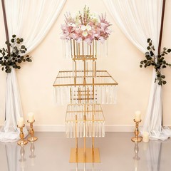 5-Tier Flower Stand Square Flower Vase Stand for Wedding Birthday Party Events