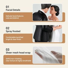 4.5» Wedding Cake Topper Bride and Groom 4.5 inches, Rice White Gift Box