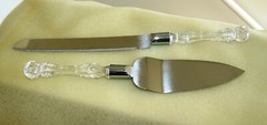 Vintage Wedding 2 Pc Hostess Set – Stainless Steel, Diamond Cut Acrylic Handles