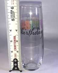 “Happy Birthday” Cristar Clear Flute Champagne/Wine Glass 9.6oz-NEW-SHIP N 24HR