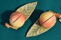 Six Japanese Hand Crafted Ceramic Fruit Place Card Holders