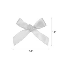 100Pcs Mini Ribbon Bow 1.8 inch Mini Fabric Satin Ribbon Light Grey