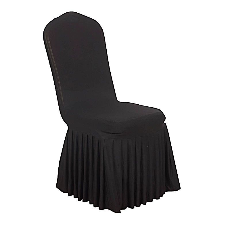 Ruffle Pleated Skirt Fitted Spandex Banquet Chair Cover Party Events Decorations