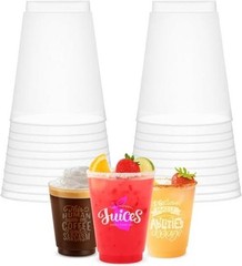 Concession Essentials – 12oz Frost Flex Plastic Cups – Shatterproof 12oz-50ct