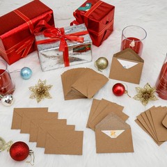 100 Pack 4 x 2.75″ Mini Envelopes 120GSM Gift Card Kraft Small, Kraft-100
